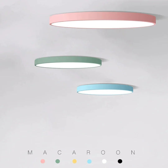 Modern Macaron Panel Lamp LED Ceiling Light Fixture Remote Control Hall Surface Mount Flush Bedroom Living Room Round Lighting