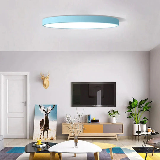 Modern Macaron Panel Lamp LED Ceiling Light Fixture Remote Control Hall Surface Mount Flush Bedroom Living Room Round Lighting