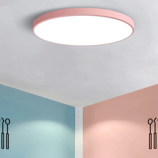 Modern Macaron Panel Lamp LED Ceiling Light Fixture Remote Control Hall Surface Mount Flush Bedroom Living Room Round Lighting