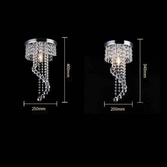 LED Crystal ceiling light Chrome Flush Mount Fixture with Raindrop Crystals, Modern Ceiling Lighting