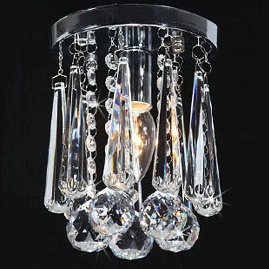 Crystal Ceiling Light Flush Mount Ceiling Light Fixture Ceiling Lamp with Crystal Beads for Bedroom Hallway Living Room Kitchen