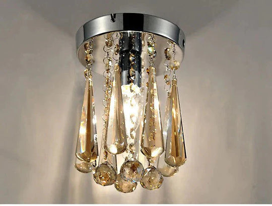 Crystal Ceiling Light Flush Mount Ceiling Light Fixture Ceiling Lamp with Crystal Beads for Bedroom Hallway Living Room Kitchen