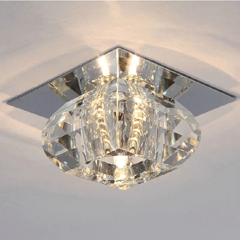 Crystal Flush Mount Ceiling Light Modern Crystal Ceiling Fixtures for Hallway Dining Room Bedroom Kitchen