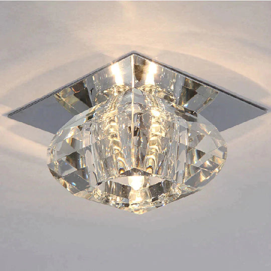 Crystal Flush Mount Ceiling Light Modern Fixtures For Hallway Dining Room Bedroom Kitchen