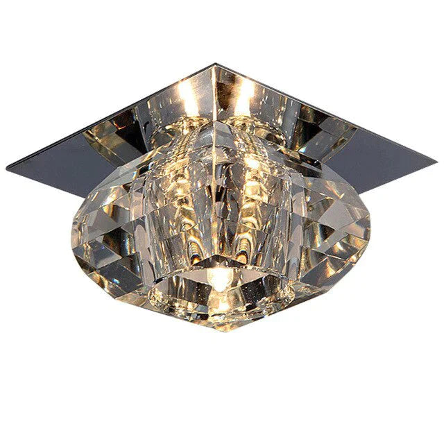 Crystal Flush Mount Ceiling Light Modern Crystal Ceiling Fixtures for Hallway Dining Room Bedroom Kitchen