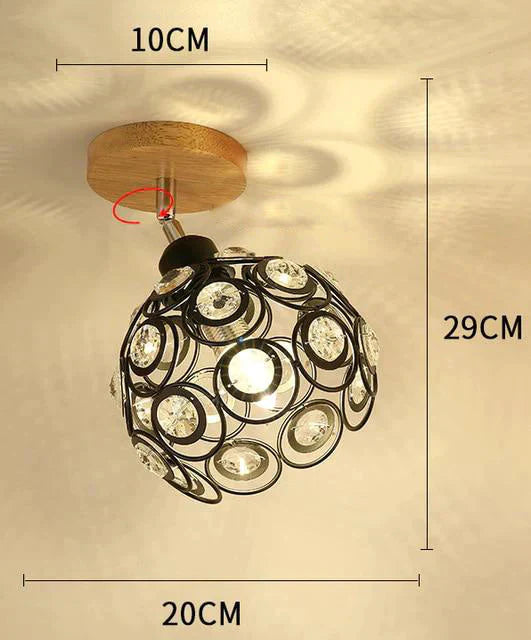 Creative Crystal Minimalist Ceiling Light Single Wall Lamp Bedroom European Iron Crystal Decor Lamps