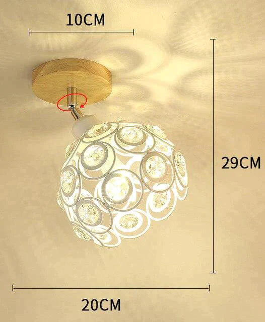 Creative Crystal Minimalist Ceiling Light Single Wall Lamp Bedroom European Iron Crystal Decor Lamps