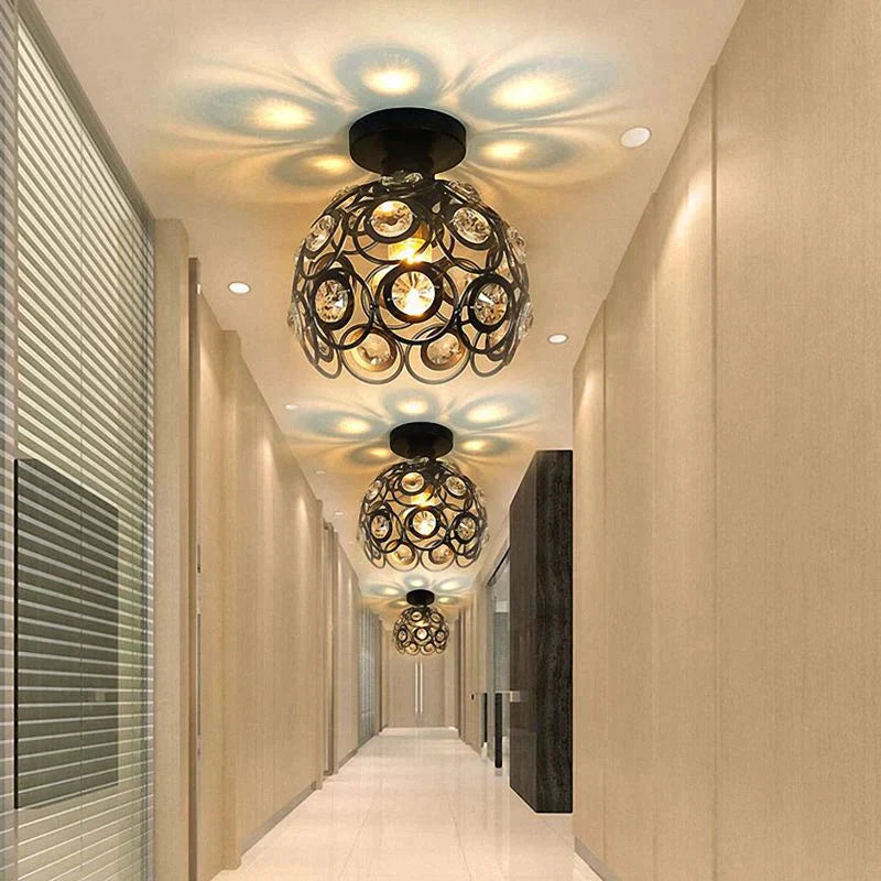 Creative Crystal Minimalist Ceiling Light Single Wall Lamp Bedroom European Iron Crystal Decor Lamps