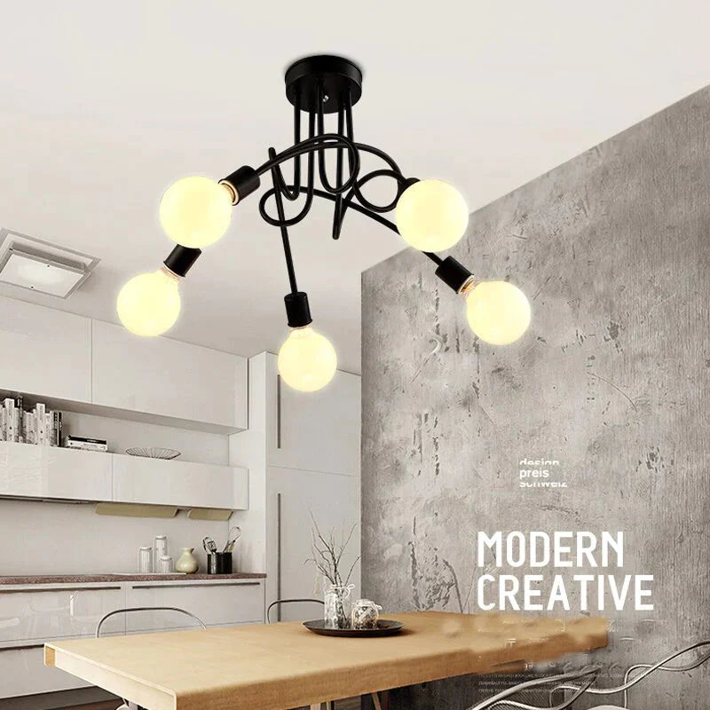 Industrial Style Bedroom Living Room Simple Study Dining Room Lamp Shop Cafe Loft Creative personality LED ceiling lamp