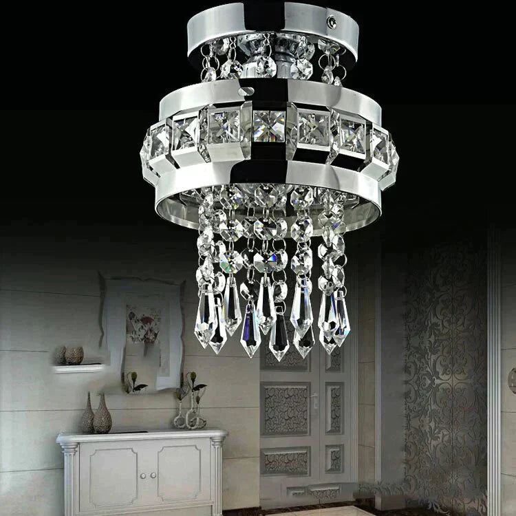 Crystal Ceiling Lamp Ball Light Fixture Flush Mount For Hallway Bedroom