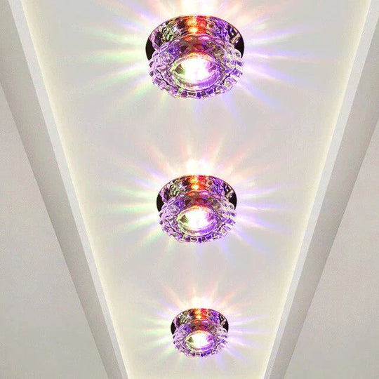 Modern LED Chip Crystal Aisle Lamp Solid Stainless Steel Base Surface Mounted Ceiling Lamp For Living Room Corridor