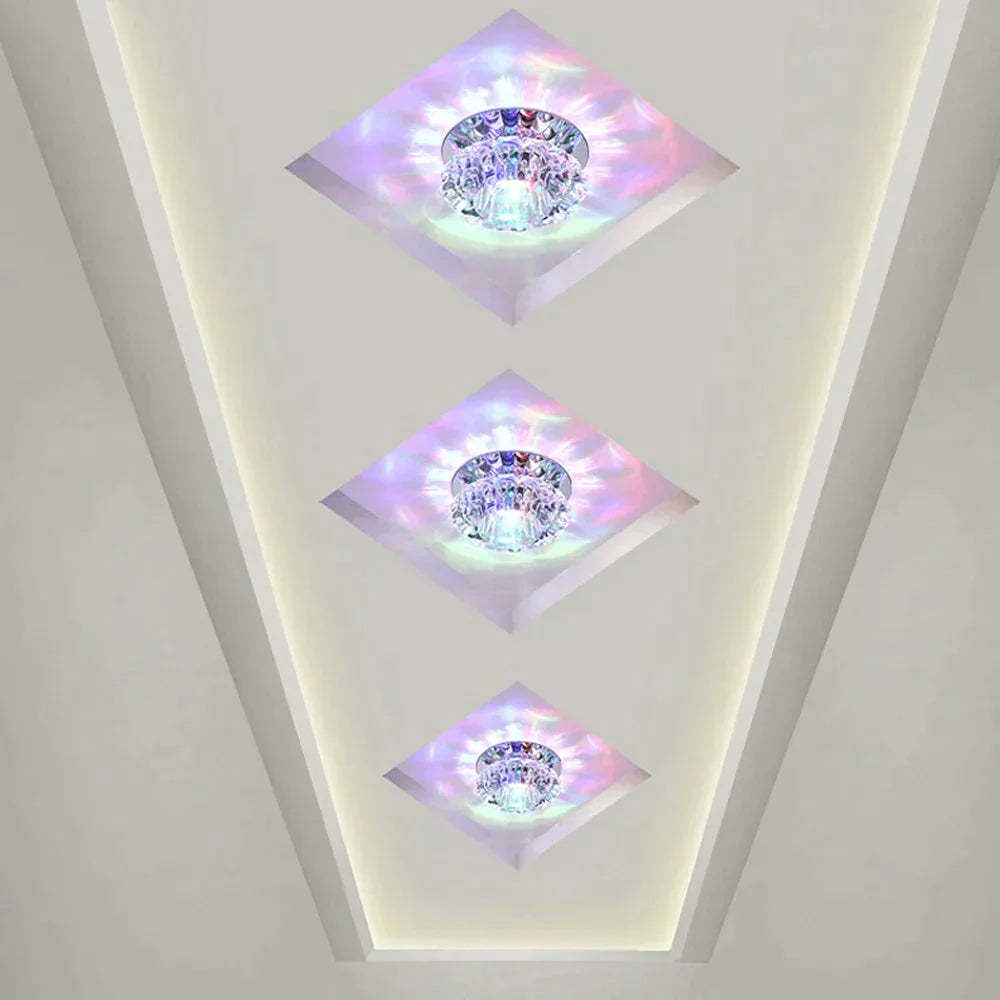 Modern Led Chip Crystal Aisle Lamp Solid Stainless Steel Base Surface Mounted Ceiling For Living