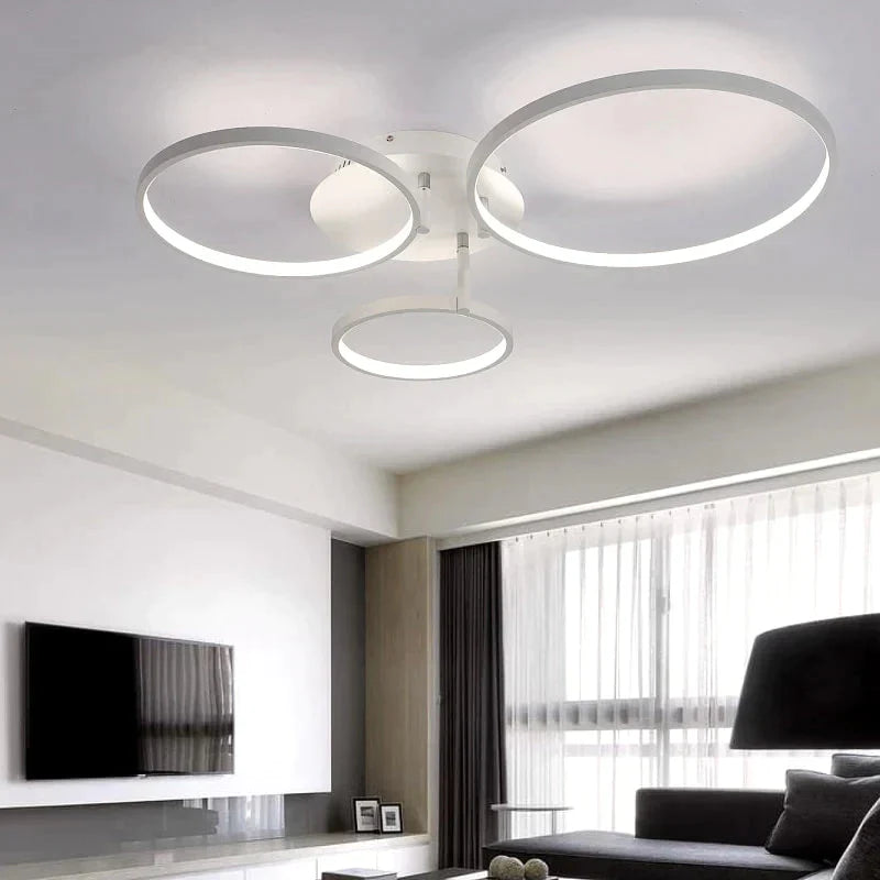 New Arrival Circle Rings Designer Modern Led Ceiling Lights Lamp For Living Room Bedroom Remote