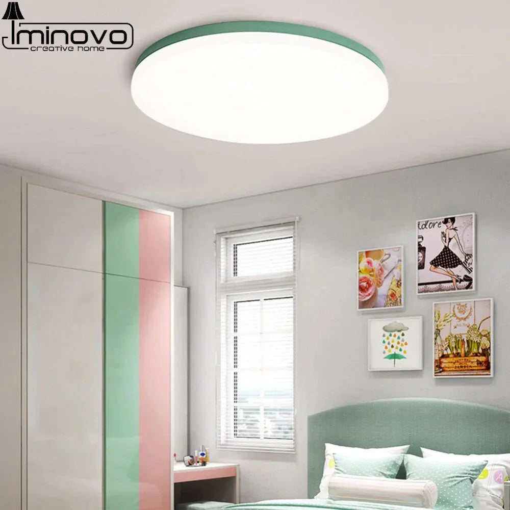 LED Macaron Ceiling Light Lamp Modern Panel Fixture Bedroom Children Remote Living Room Hall Surface Mount Flush Lighting