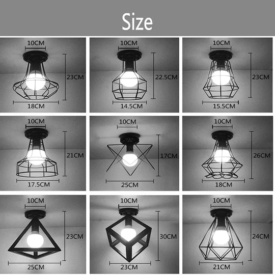 Vintage Ceiling Lights Lustre Luminaria Led Ceiling Lamp Loft Iron Cage Fixtures Lighting