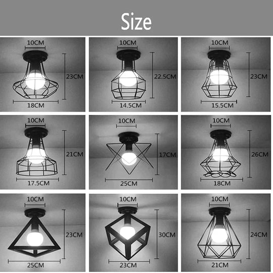 Vintage Ceiling Lights Lustre Luminaria Led Lamp Loft Iron Cage Fixtures Lighting