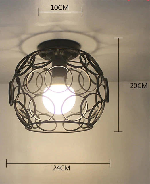 Vintage Ceiling Lights Lustre Luminaria Led Ceiling Lamp Loft Iron Cage Fixtures Lighting