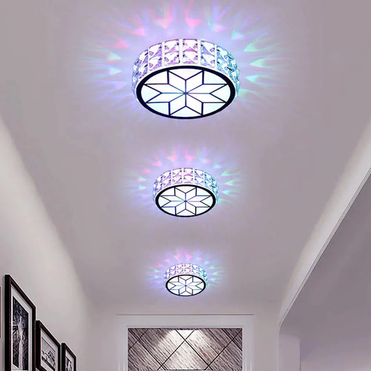 Modern Metal Crystal Ceiling Lamp For Hallway Dinning Room  6W/12W Glass Lampshade Round Aisle Lighting