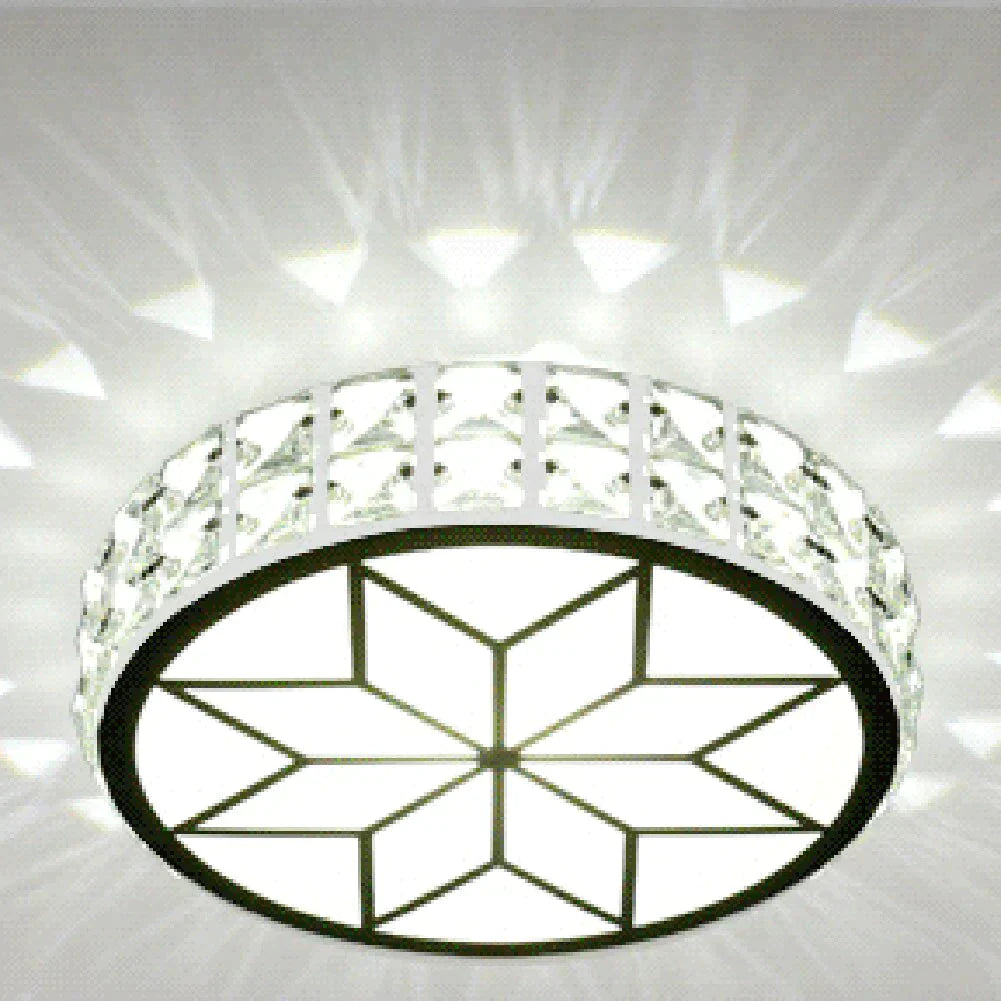 Modern Metal Crystal Ceiling Lamp For Hallway Dinning Room 6W/12W Glass Lampshade Round Aisle