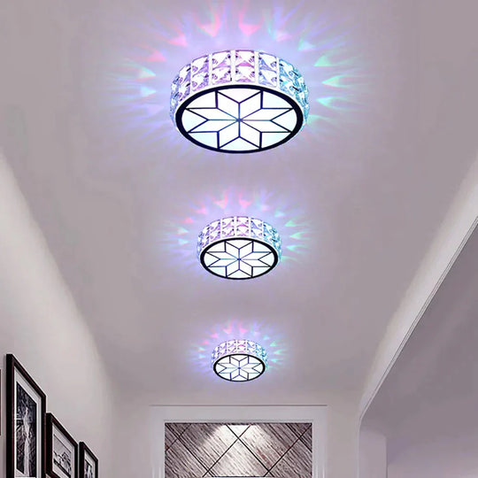 6W/12W Modern Metal Crystal Ceiling Light Lamp For Hallway Dinning Room Flush Mounted Glass