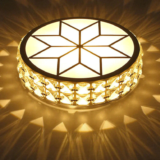 6W/12W Modern Metal Crystal Ceiling Light Lamp For Hallway Dinning Room Flush Mounted Glass