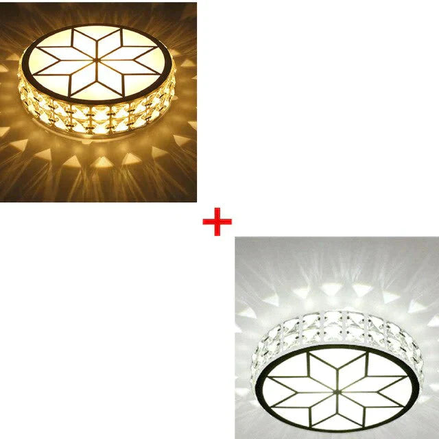 6W/12W Modern Metal Crystal Ceiling Light Lamp For Hallway Dinning Room Flush Mounted Glass