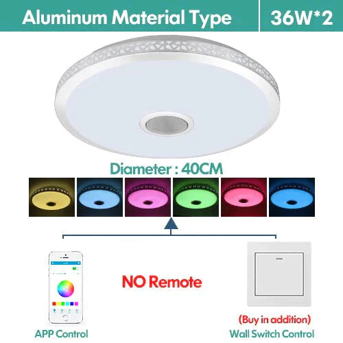 LED Ceiling Light Bluetooth and Music with colourful and dimmer RGB Ceiling Light Remote Control for living room and bedroom