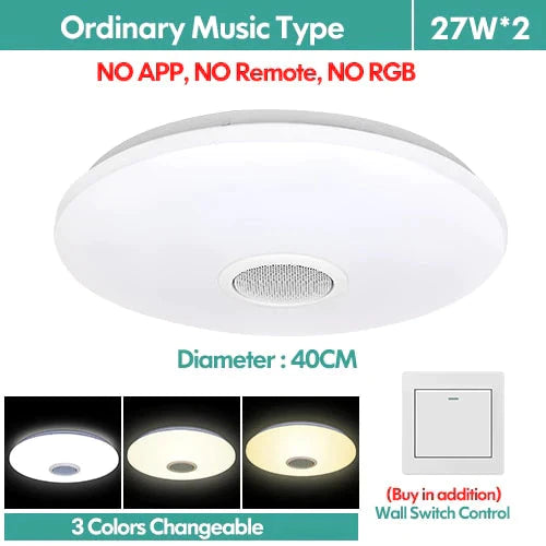 LED Ceiling Light Bluetooth and Music with colourful and dimmer RGB Ceiling Light Remote Control for living room and bedroom