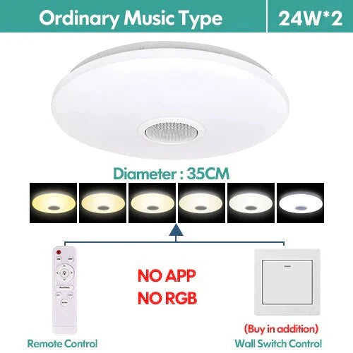 LED Ceiling Light Bluetooth and Music with colourful and dimmer RGB Ceiling Light Remote Control for living room and bedroom