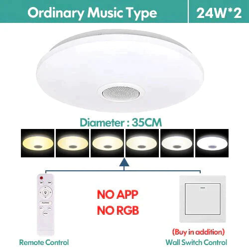 Led Ceiling Light Bluetooth And Music With Colourful Dimmer Rgb Remote Control For Living Room