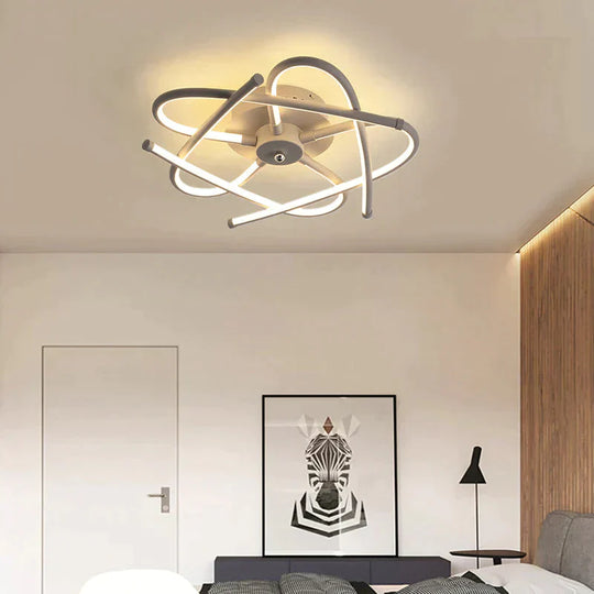 Matte Grey/Black Modern Led Ceiling Lights For Living Room Bedroom Study Rc Dimmable Lamp