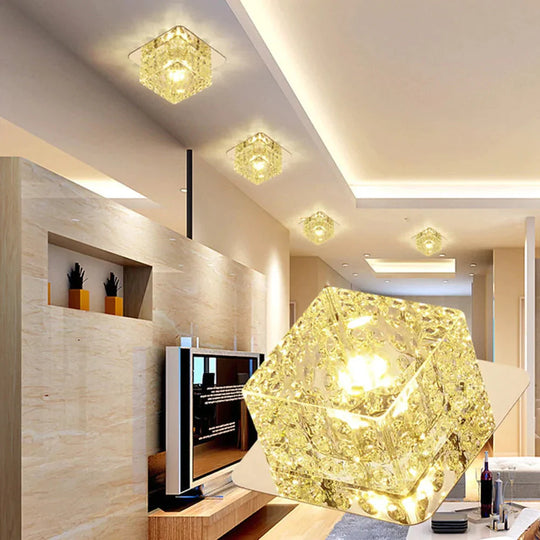 LED Ceiling Light Surface Mounted Crystal Aisle Lamp Lustre Modern Ceiling Lamp For Living Room Indoor Bedroom Corridor Entrance