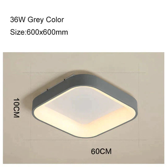 Round/Square/Triangle Modern Led Ceiling Lights For Living Room Bedroom Study Dimmable+Rc Lamp