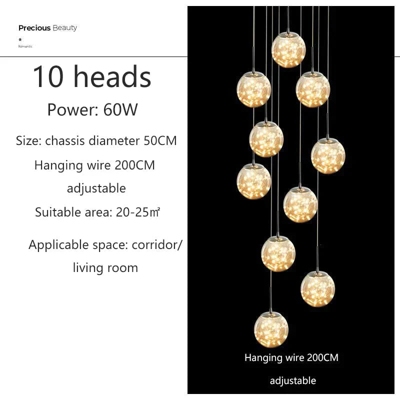 Raloo  - Modern Led Glass Ball  Chandelier