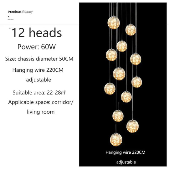 Raloo  - Modern Led Glass Ball  Chandelier