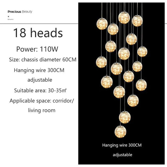 Raloo  - Modern Led Glass Ball  Chandelier