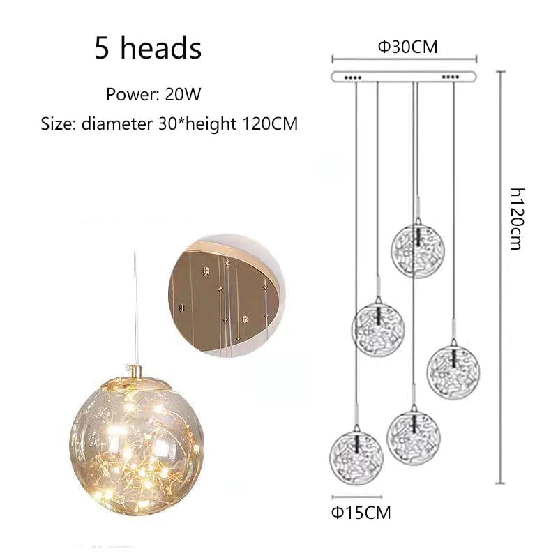 Raloo  - Modern Led Glass Ball  Chandelier