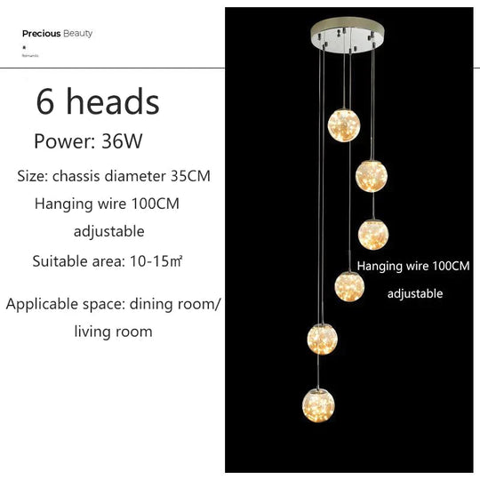 Raloo - Modern Led Glass Ball Chandelier