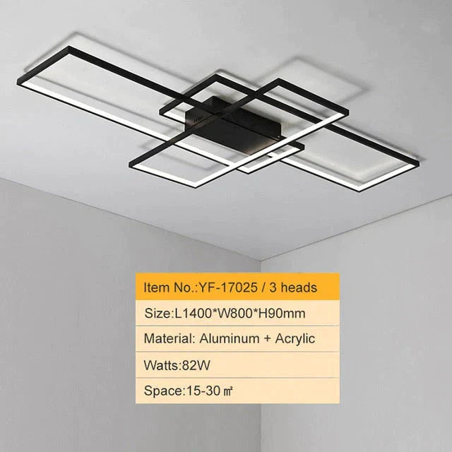 Rectangle Aluminum Modern LED Ceiling Lights For Living Room Bedroom