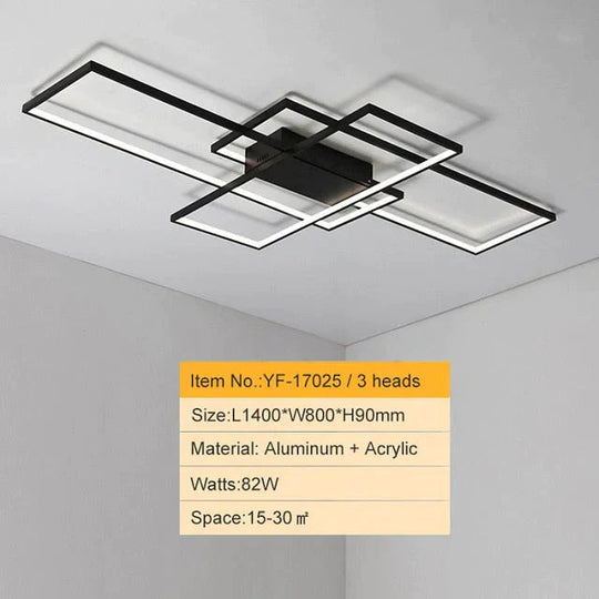 Rectangle Aluminum Modern Led Ceiling Lights For Living Room Bedroom