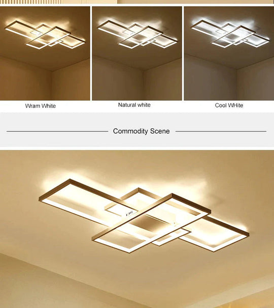 Rectangle Aluminum Modern LED Ceiling Lights For Living Room Bedroom