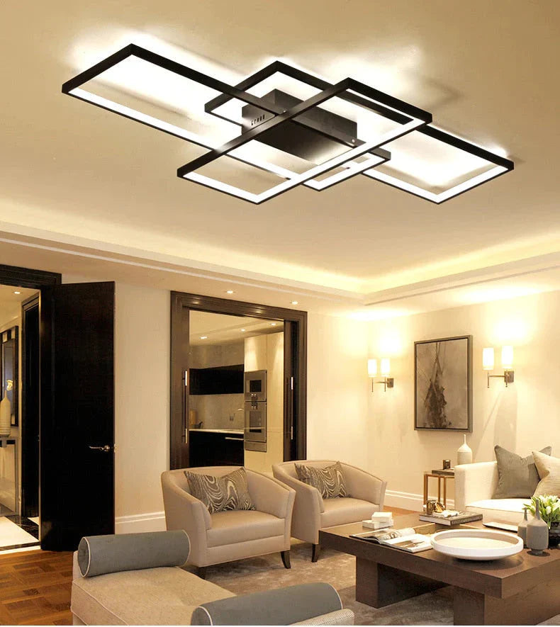 Rectangle Aluminum Modern LED Ceiling Lights For Living Room Bedroom