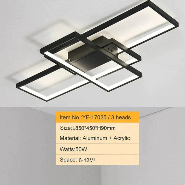 Rectangle Aluminum Modern LED Ceiling Lights For Living Room Bedroom