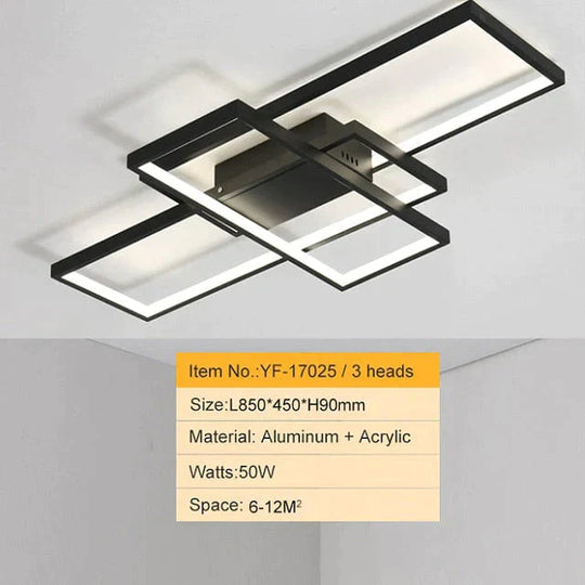 Rectangle Aluminum Modern Led Ceiling Lights For Living Room Bedroom