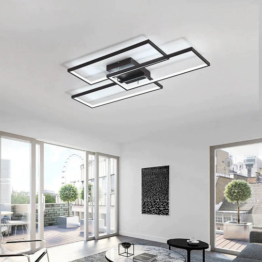 Rectangle Black/White Color Modern Led  Dimmable Ceiling for living room bedroom