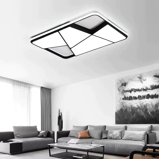 Rectangle Modern Led Ceiling Lights For Living Room Bedroom Study Room White Or Black  Square Ceiling Lamp With RC