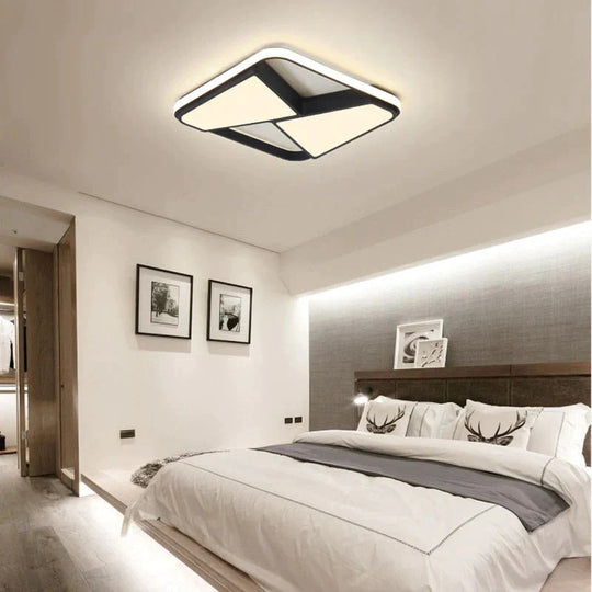 Rectangle Modern Led Ceiling Lights For Living Room Bedroom Study Room White Or Black  Square Ceiling Lamp With RC