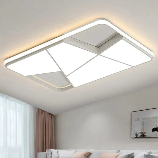 Rectangle Modern Led Ceiling Lights For Living Room Bedroom Study Room White Or Black  Square Ceiling Lamp With RC