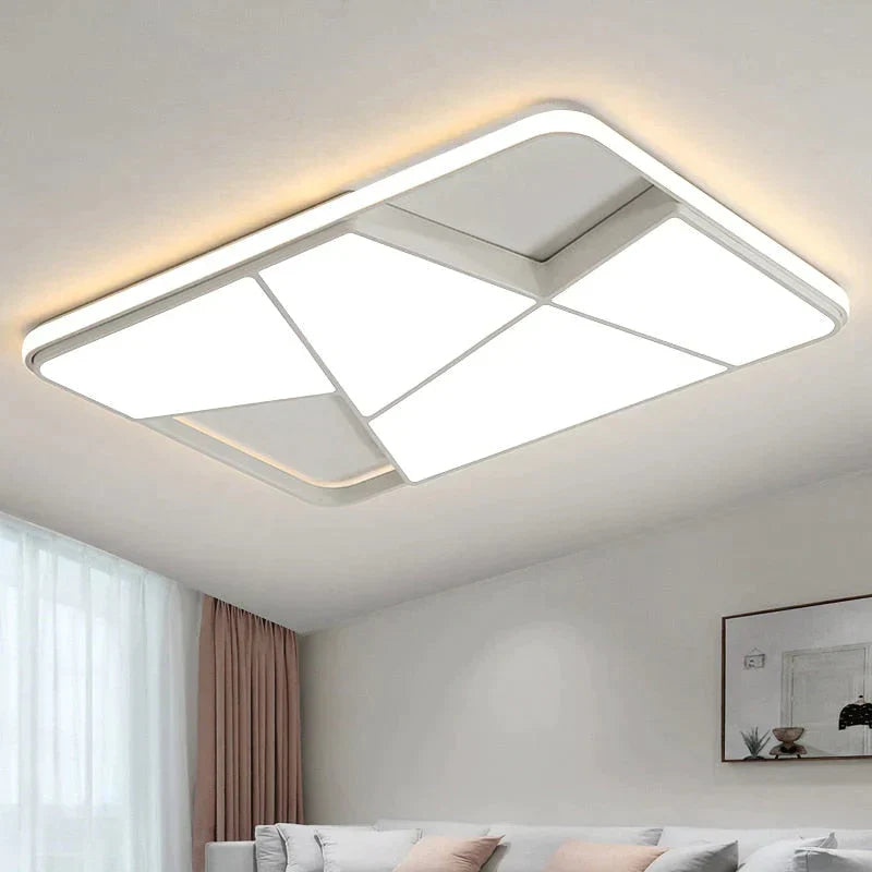 Rectangle Modern Led Ceiling Lights For Living Room Bedroom Study White Or Black Square Lamp With Rc