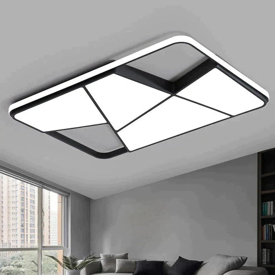 Rectangle Modern Led Ceiling Lights For Living Room Bedroom Study White Or Black Square Lamp With Rc